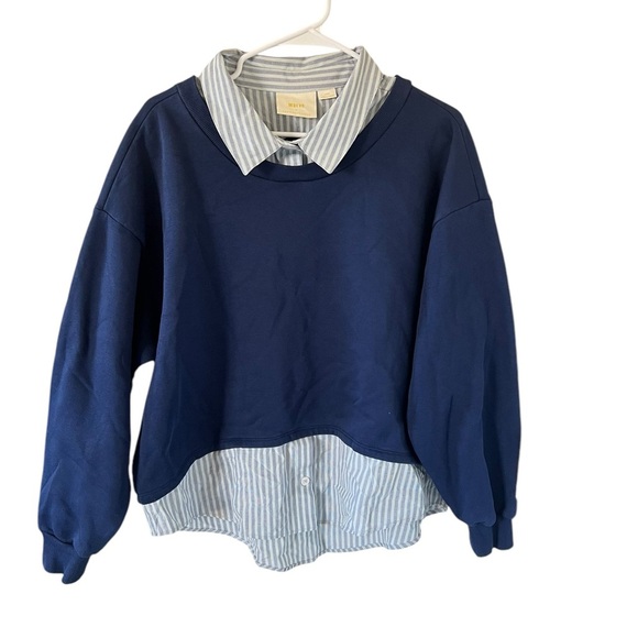 Anthropologie Maeve Layered Oversized Twofer Sweatshirt - Picture 2 of 6